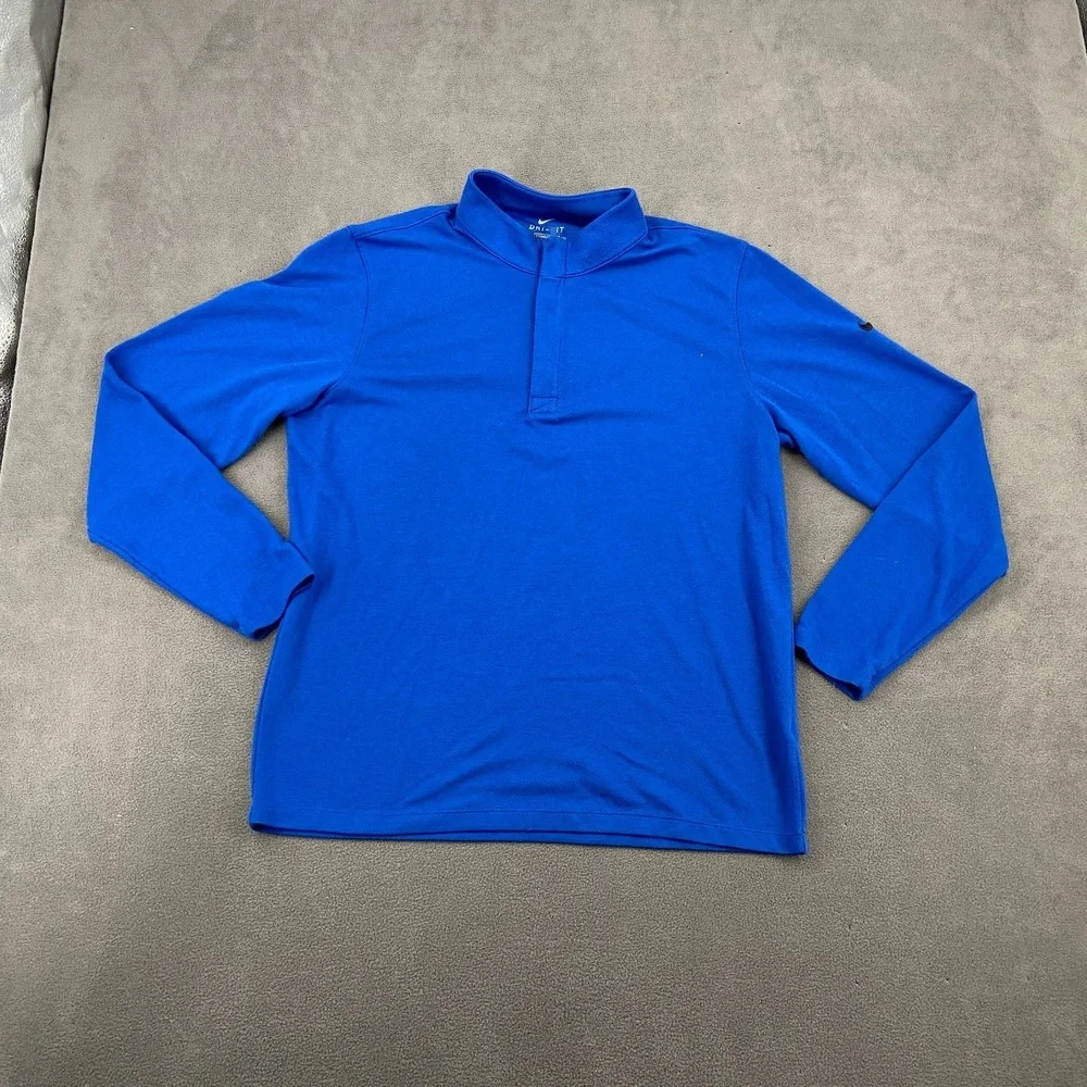 Nike Victory 1/2-Zip Golf‎ Pullover Mens Large Blue Dri Fit Standard Fit Stretch
